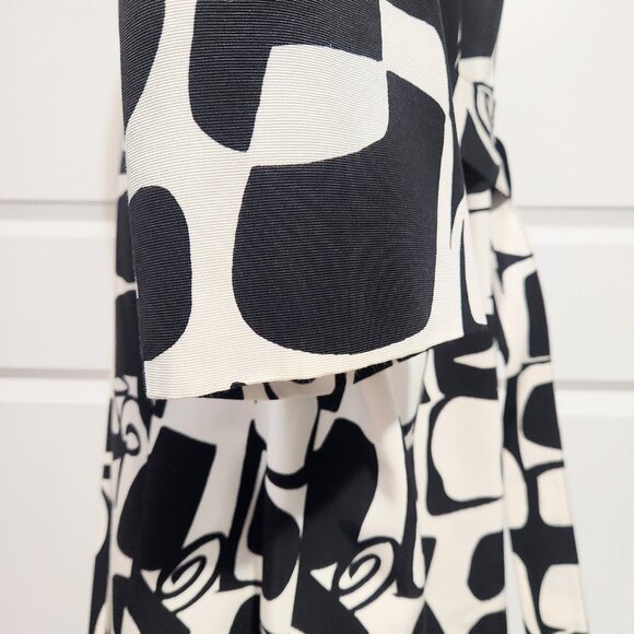 Women's Alfani Black and White Lined Belted Jacket with 3/4 Sleeves Size Medium - Picture 7 of 15